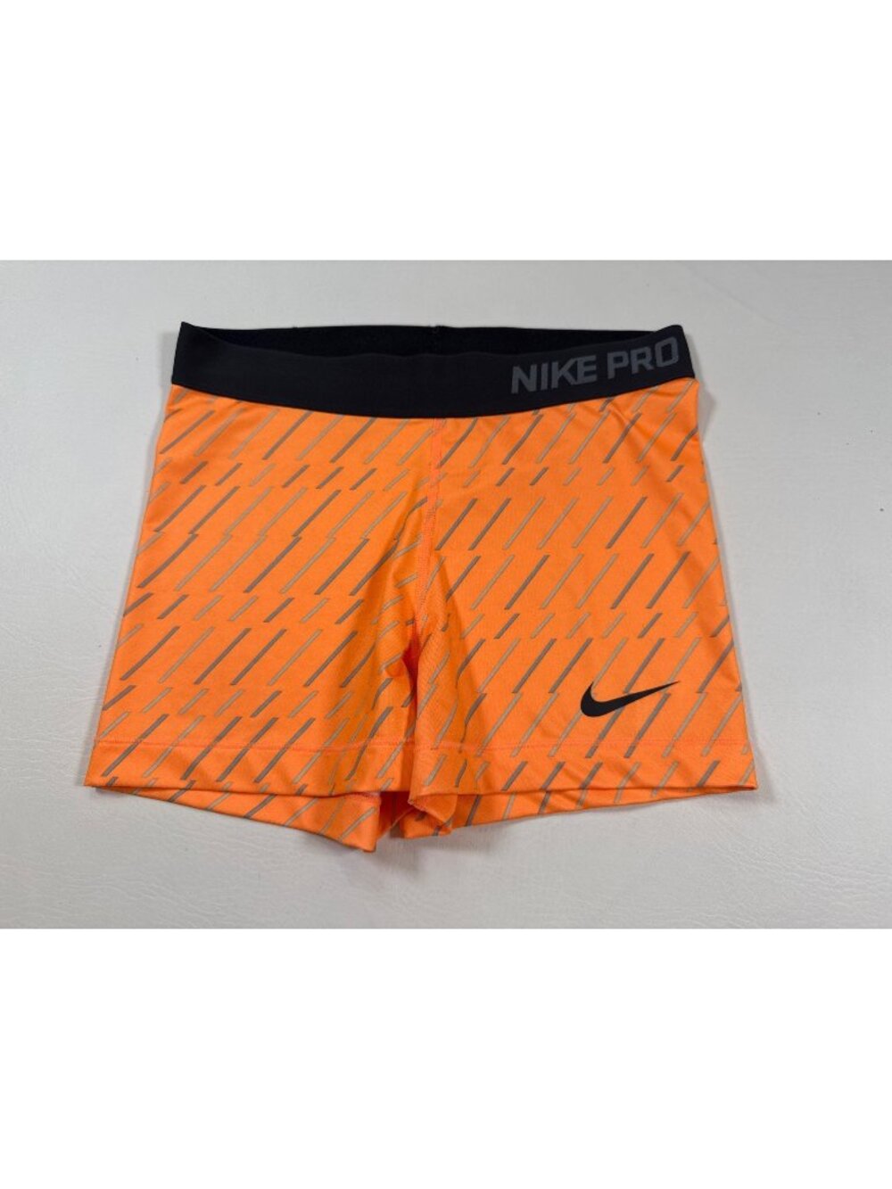 Nike Pro Orange Athletic Compression Shorts S/M Lightning Print Active (OO655)